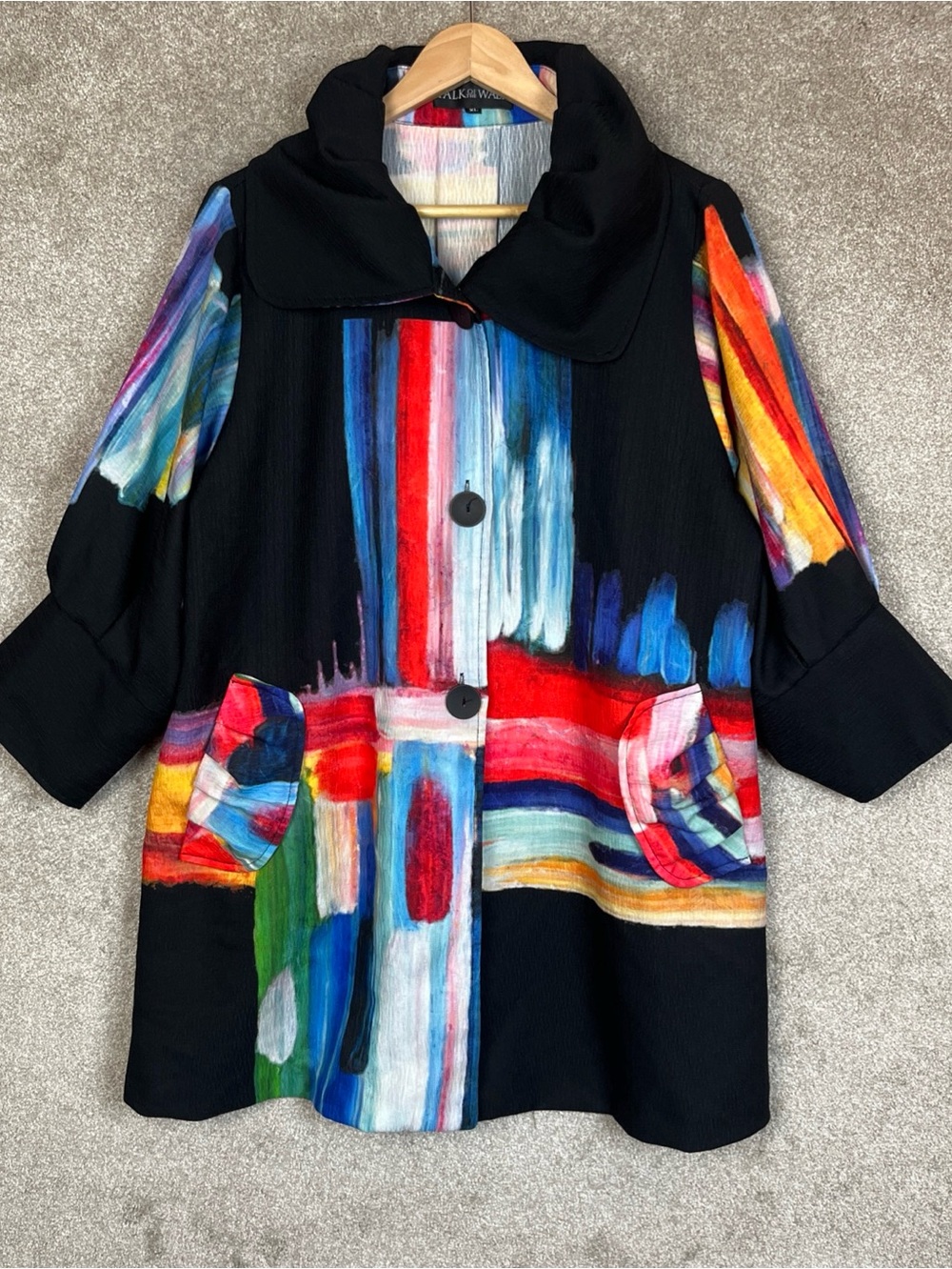 Talk of the Walk Jacket Womens Extra Large Multicolor Abstract Button- 5260